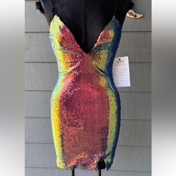 Hera Collection Rainbow Sequin Mini Dress - Picture 1 of 2